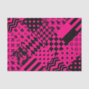 Papel De Seda Design de Correção de Padrões Mistos Pretos Rosa