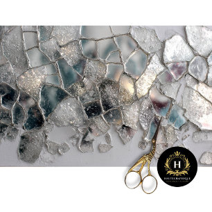 Papel De Seda Design de Decoupage em Vidro com Escamas de Dragão