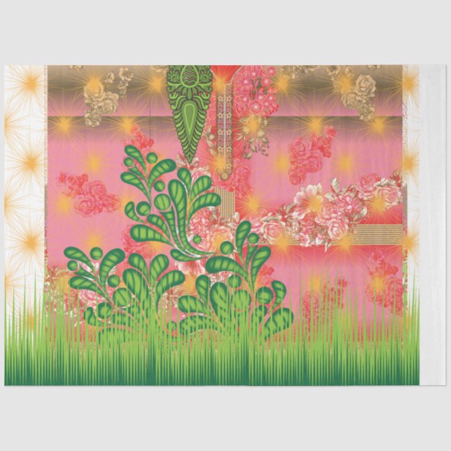 Papel De Seda design de espelho e algumas plantas (Frente )