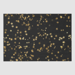 Papel De Seda Design de Estrelas Douradas Celestiais Elegantes e