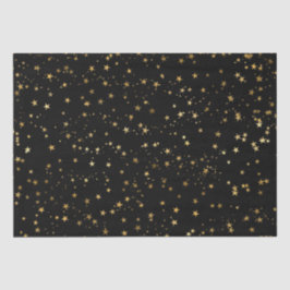 Papel De Seda Design de Estrelas Douradas Celestiais Elegantes e