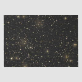 Papel De Seda Design de Estrelas Douradas Celestiais Elegantes e