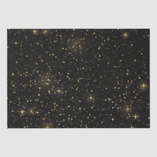 Papel De Seda Design de Estrelas Douradas Celestiais Elegantes e