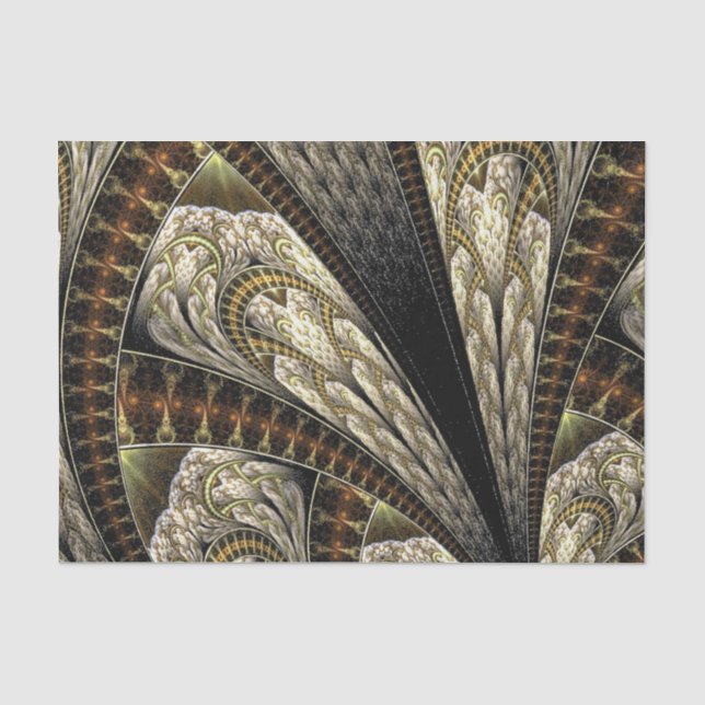 Papel De Seda Design de Fractal Contemporâneo Cor Neutra (Frente )