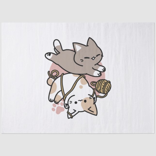 Papel De Seda Design de Gatos Divertidos e Fofos – Patas e Diver (Frente )