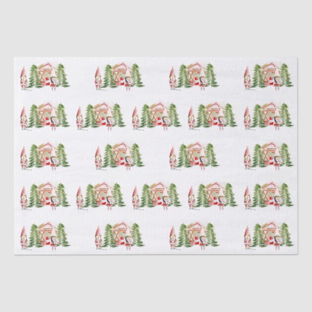 Papel De Seda Design de Gnome de NATAL 5   (Frente )
