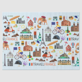 Papel De Seda Design de Ícones Viagem da França