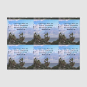 PAPEL DE SEDA DESIGN DE INSPIRAÇÃO DE MATTHEW 11:28 SCRIPTURE