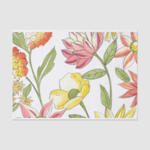 Papel De Seda Design de Jardim Floral com Fundo Branco
