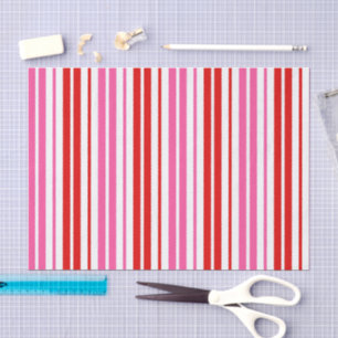 Papel De Seda Design de Listras Verticais Rosa Branco Vermelho