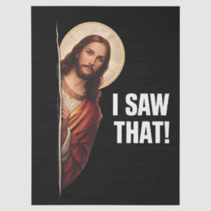 Papel De Seda Design de meme cristão engraçado de Jesus "Eu Vi I