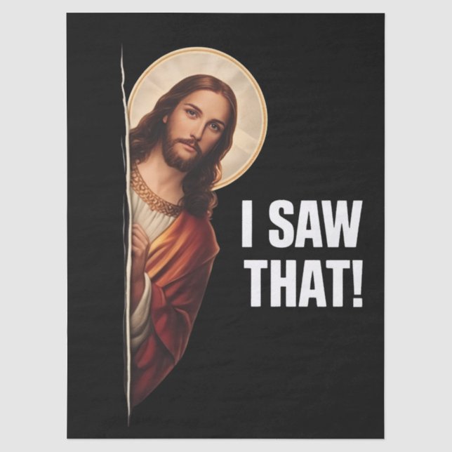 Papel De Seda Design de meme cristão engraçado de Jesus "Eu Vi I (Frente )