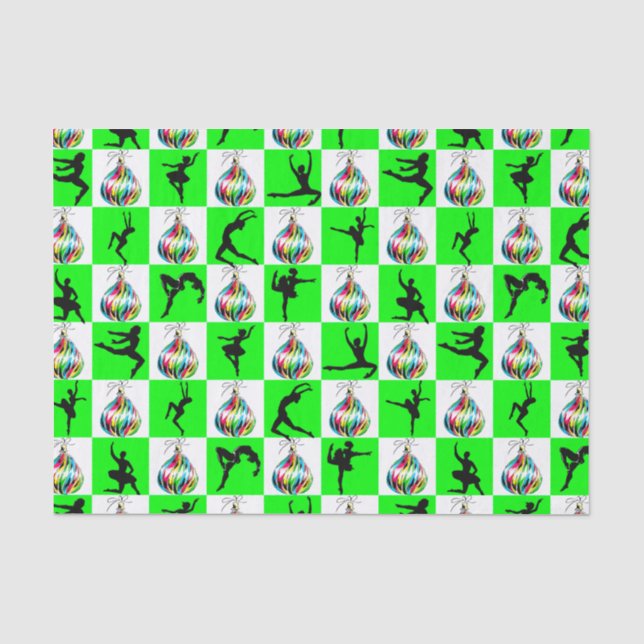 Papel De Seda Design DE NATAL GREEN BALLERINA (Frente )