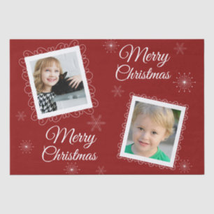 Papel De Seda Design de Natal Personalizado 2 Fotos em Vermelho
