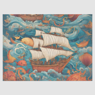 Papel De Seda Design de Navio de Guerra Caprichoso Gerado por IA