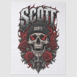 Papel De Seda Design de Nome Personalizado Scott Gothic Skull