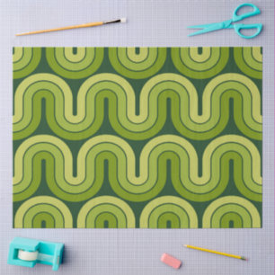 Papel De Seda Design de Onda de Gradação Geométrica Retroativa