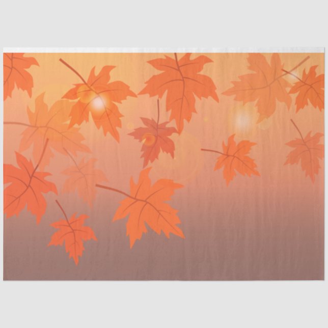 Papel De Seda Design de outono com folhas de maple e efeito de c (Frente )