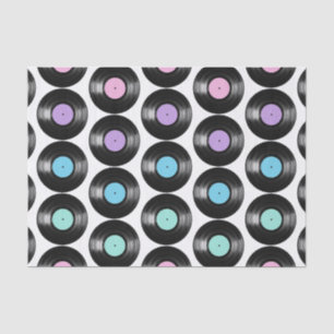 Papel De Seda Design de Padrão Colorido de Discos de Vinil Retrô