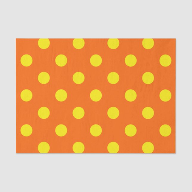 Papel De Seda Design de Padrão de Bolinhas Amarelo em Laranja (Frente )