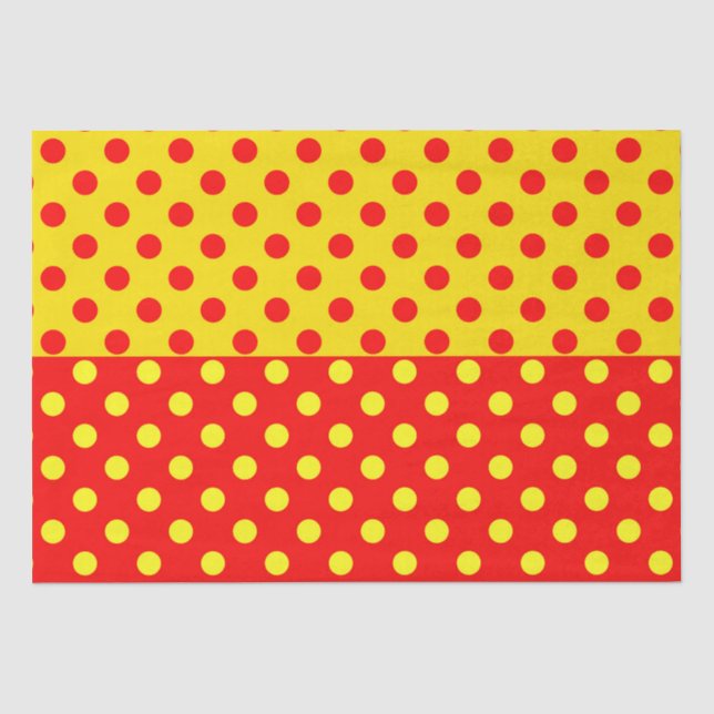 Papel De Seda Design de Padrão de Bolinhas Amarelo Metade (Frente )