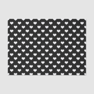 Papel De Seda Design de Padrão de Coração de Amor Branco Negro
