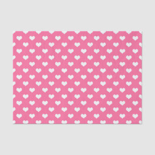 Papel De Seda Design de Padrão de Coração de Amor Branco Rosa