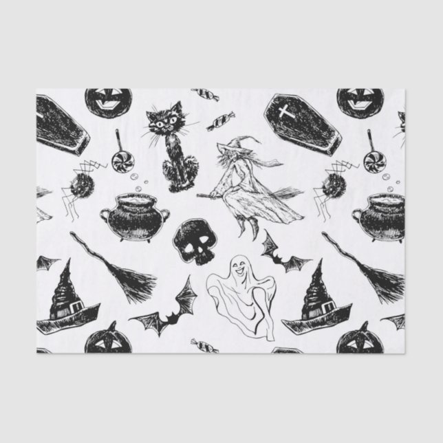 Papel De Seda Design de padrão de Halloween (Frente )