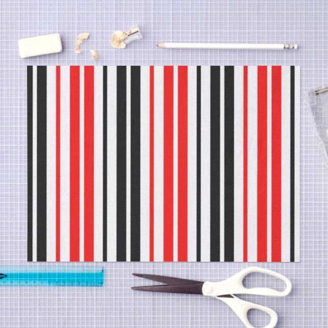 Papel De Seda Design de padrão de listras vermelhas pretas e bra (Arte )
