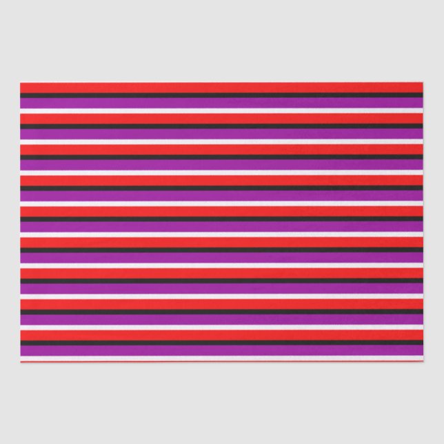 Papel De Seda Design de Padrão de Stripe Roxo Vermelho (Frente )