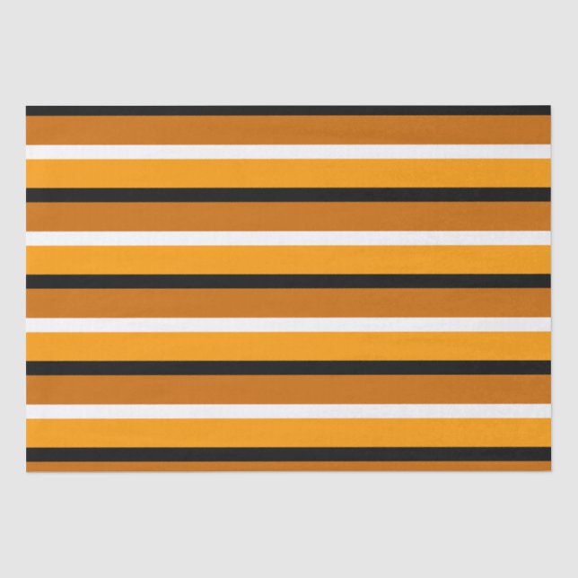 Papel De Seda Design de Padrão de Stripes Castanho Laranja (Frente )