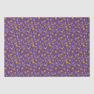 Papel De Seda Design de Padrão Dourado e Roxo para Basquete