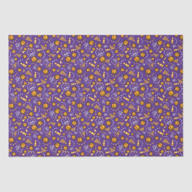 Papel De Seda Design de Padrão Dourado e Roxo para Basquete (Frente )