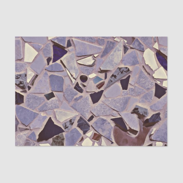 Papel De Seda Design de Padrão Mosaico Roxo Elegante Terrazzo (Frente )