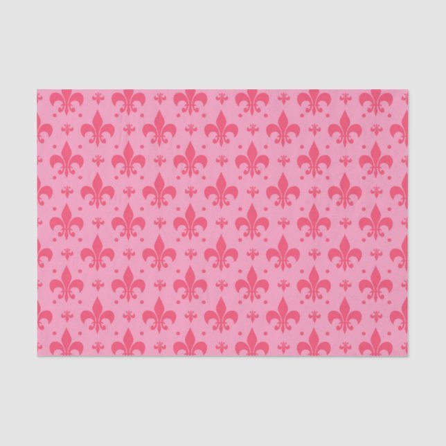 Papel De Seda Design de padrão rosa Fleur-de-lis (Frente )