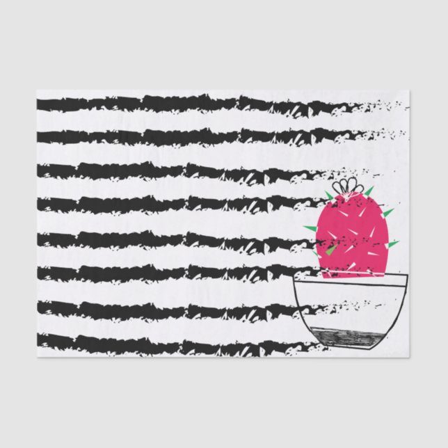 Papel De Seda Design de padrão striptease de Cactus rosa (Frente )