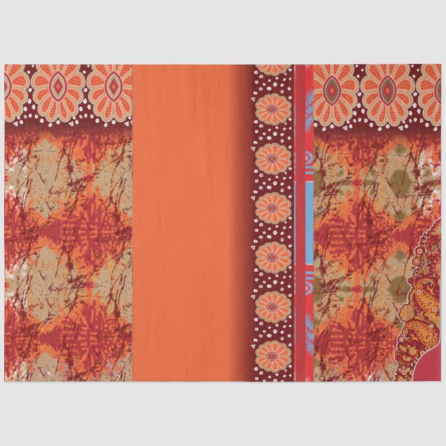 Papel De Seda design de padrão vermelho e dourado (Frente )