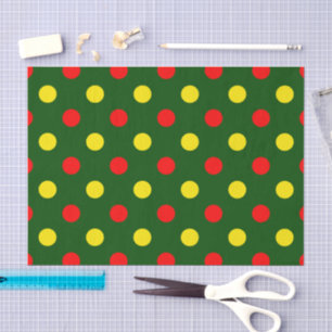 Papel De Seda Design de Pontos Polka Amarelos Vermelhos Verdes