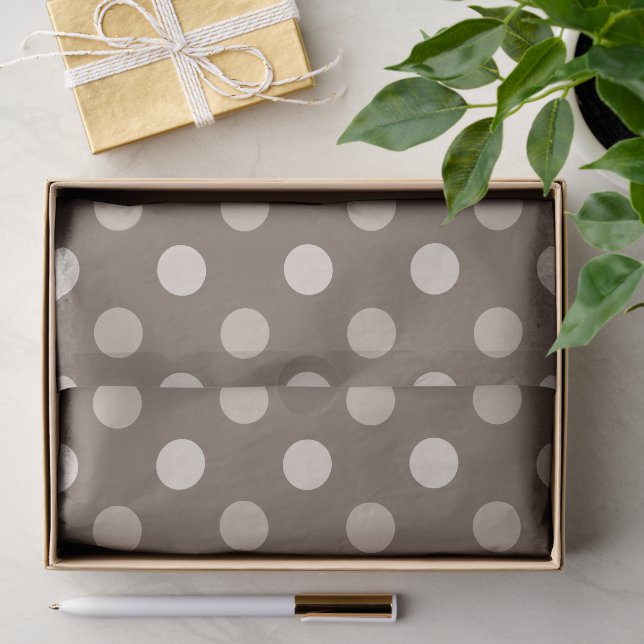 Papel De Seda Design de Pontos Polka Marrom Terra Neutra (Presente)