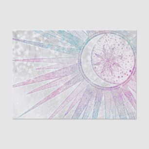 Papel De Seda Design de prata Elegante Iridescente Sun Moon Mand