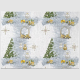 Papel De Seda Design de Repetição de Casamento de Natal Branco