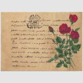 Papel De Seda Design de Série 7 de Escrita à Mão Francesa e Rosa