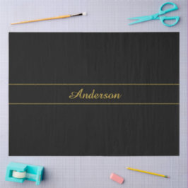 Papel De Seda Design de texto preto e dourado personalizável sim