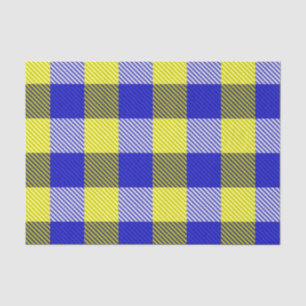 Papel De Seda Design de Verificação de Gingham Amarelo Azul