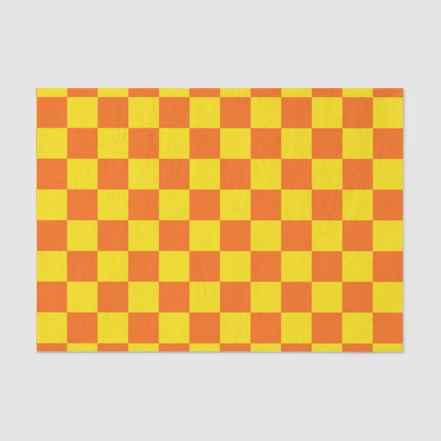 Papel De Seda Design de Verificação Laranja Amarelo (Frente )