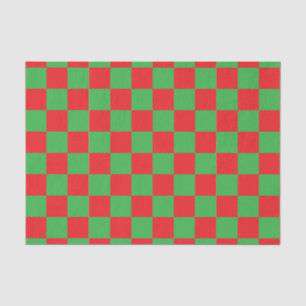 Papel De Seda Design de Verificação Verde Vermelho