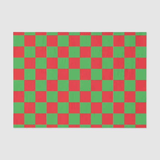 Papel De Seda Design de Verificação Verde Vermelho (Frente )