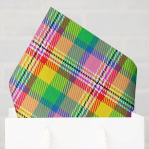 Papel De Seda Design de Xadrez de Tartan Amarelo verde-rosa