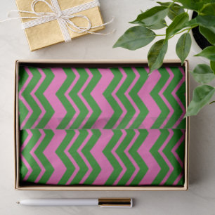 Papel De Seda Design de Ziguezague Chevron Verde Rosa 