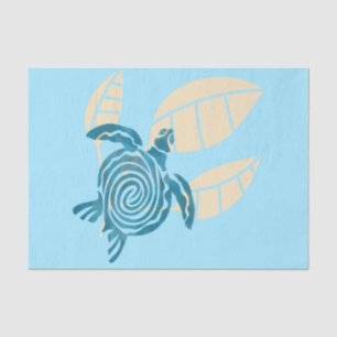 Papel De Seda Design digital de tartaruga marinha azul